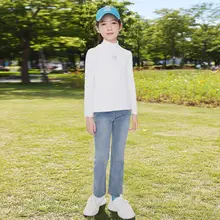女の子用デニムパンツ【春用・スリムフィット・フレアデザイン・ライトブルー】