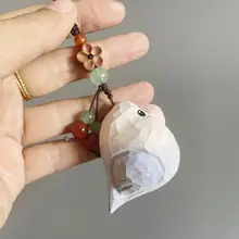 キーホルダー バッグチャーム 木製 小鳥 オウム 手彫り 天然木 かわいい 車 鞄 ストラップ プレゼント 誕生日