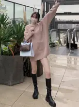 厚底ロングブーツ【ラウンドトゥ・太ヒール・膝下丈】