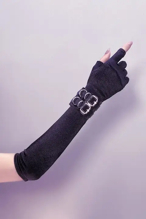 ロリータ風 パンクゴスロリ 半指ロンググローブ【女性用・パフォーマンス用・クール】