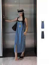 デザイン性のある切替キャミソールロングドレス【春夏用・ドレープデザイン】