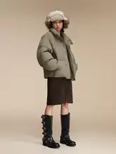 OPICLOTH/OPIC 90%白鹅绒使用のハイネックショート丈ダウンジャケット【裾調整可能・ゆったりサイズ・カジュアル】