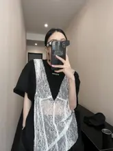 レディース 夏用 透かし編みデザイン Tシャツ【ゆったりシルエット・ショートスリーブ・レトロスタイル】