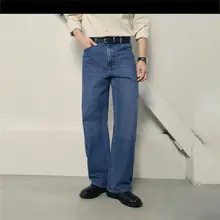 春夏用コットン製 メンズワイドストレートジーンズ【中腰・ルーズフィット】