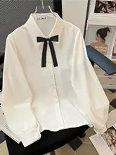 レディース 長袖白シャツ【秋冬用・カジュアル・通勤スタイル・ゆったりサイズ】