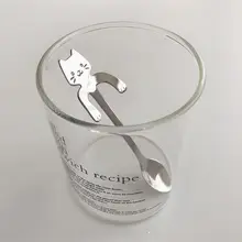 猫デザインの304ステンレス製コーヒースプーン【吊り下げ可能・かわいい・創意的】
