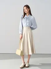 伯德 Miss コットン長袖シャツ【ブルー・女性用・就職試験用・通勤スタイル】