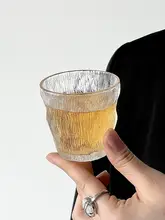 侘寂風 ミニグレイシャーカップ【家庭用・ガラス製・高級オフィス用・茶碗】