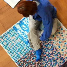 万花筒柄厚手フェイクカシミヤラグ【リビング・ベッドサイド・女性向け】