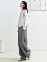 OWNSONG 厚手エアーコットンパンツ【高腰・ゆったり・弧型デザイン・秋冬用】