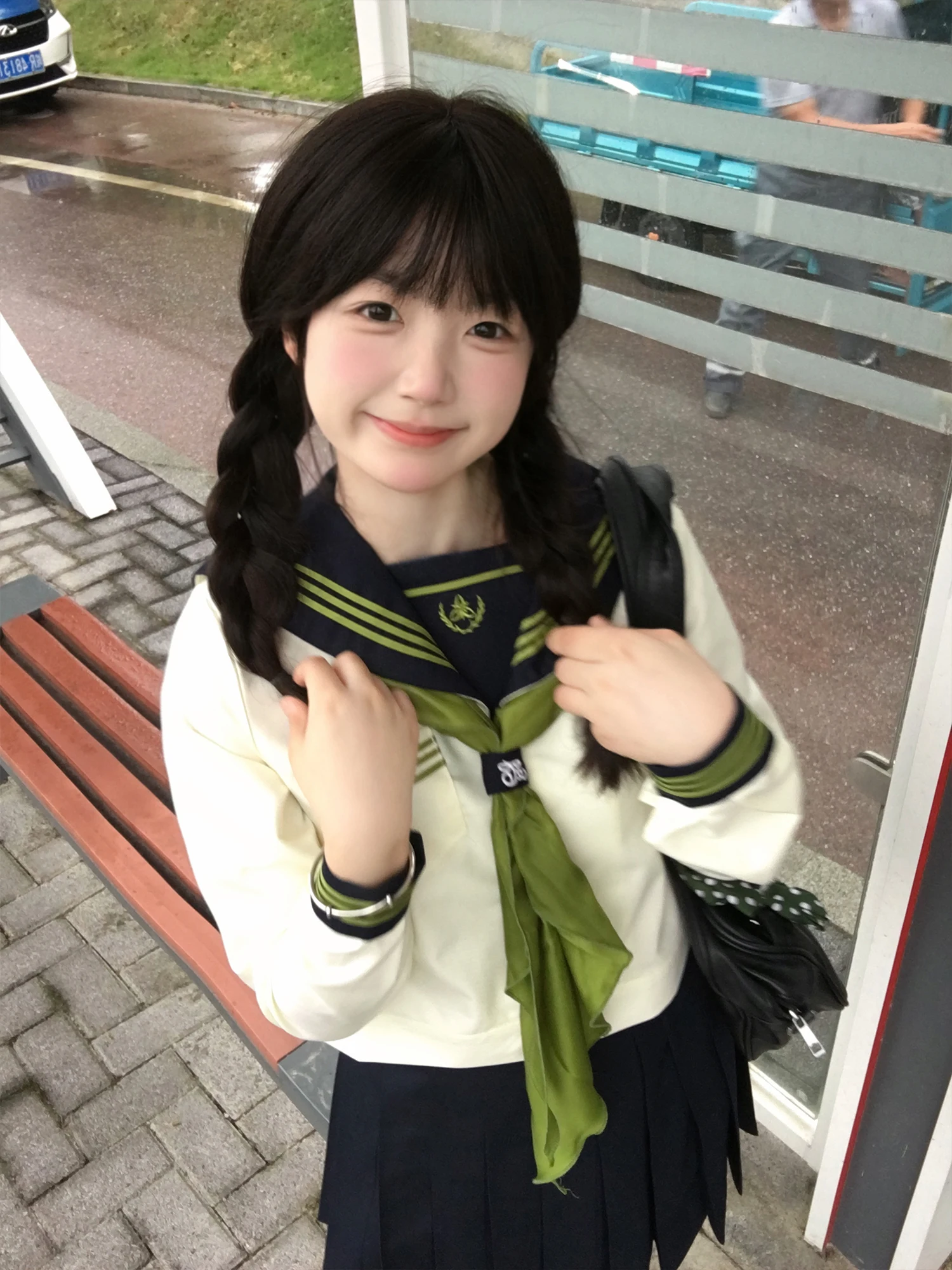 小野中長袖セーラー服：高校生向け春コーデに最適な学院風セットアップ