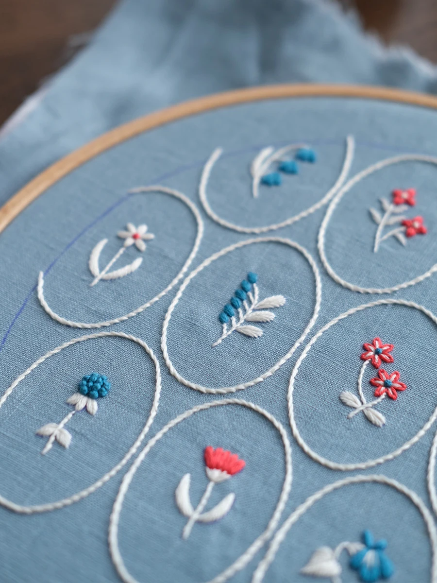 羊毛刺繍のDIY団扇材料キット：小型竹扇子の手作りに必要な素材と使い方