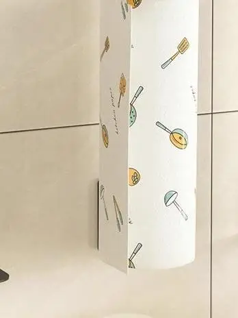 穴あけ不要の壁掛けペーパータオルホルダー【ラップ・布巾収納用】