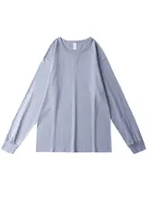 長袖Tシャツ ユニセックス コットン100% 厚手 無地 ラベンダー ゆったり カジュアル 着回し ペア 秋冬