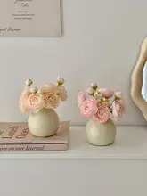 高級感ある陶器製ミニフラワーベース【インテリア装飾用・造花対応・欧風デザイン】
