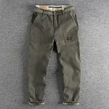冬用 厚手裏起毛 カジュアルパンツ【コーデュロイ・復古デザイン・ tapered fit】