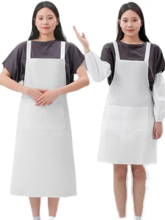 白色コットン製エプロン【男女兼用・ファッションデザイン・サービス用】