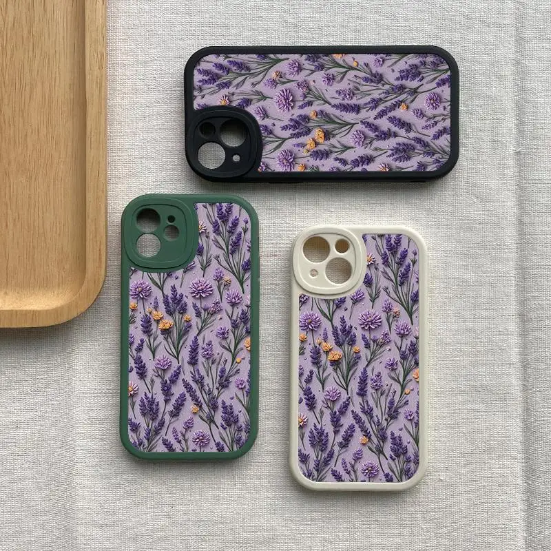 紫の花柄のレトロアートスマホケース：男性向けおしゃれで実用性を両立