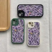 紫の花柄のレトロアートスマホケース【iPhone対応・Android対応・全面保護】