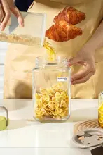 Lock & Lock ガラス密閉容器【食品保存用・防湿・角型・透明・茶葉や穀物用】