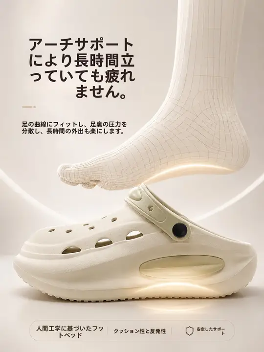 足弓サポート付き レディスサンダル【通気性の良いデザイン・快適・夏用】