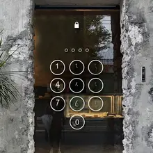 クリエイティブなパスワードガラスドアステッカー【カフェ装飾・衝撃吸収】