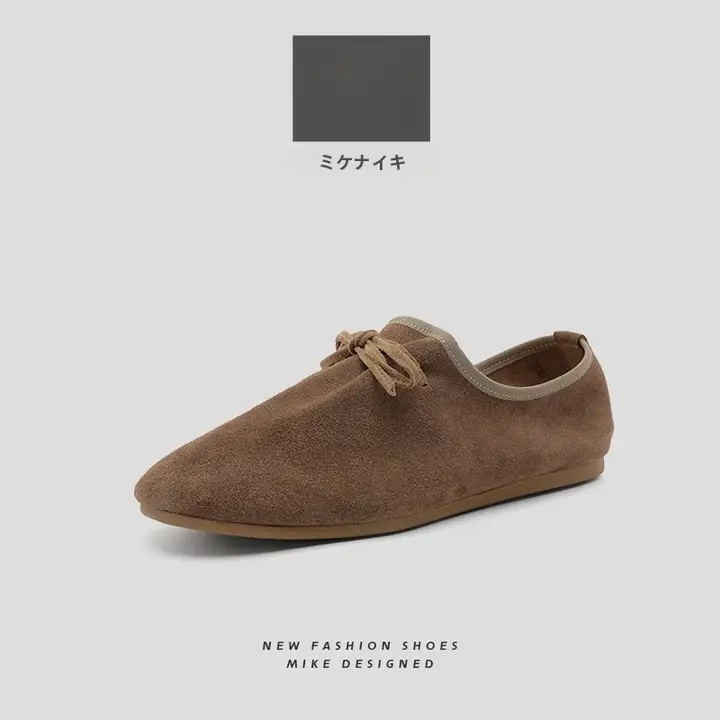 レトロな丸頭デザインのカジュアルシューズ【極上の柔らかさ・メンズ・一足で簡単脱ぎ履き】
