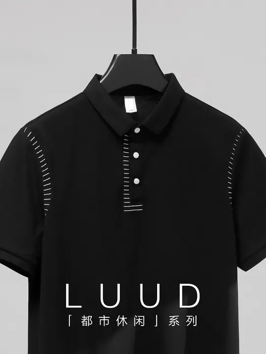 半袖ポロシャツ メンズ ボタンダウンカラー ステッチデザイン スリムフィット きれいめ ストリート 「LUUD」