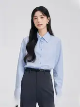 洗練された印象のブルーシャツ【女性用・ビジネス・面接・通勤】