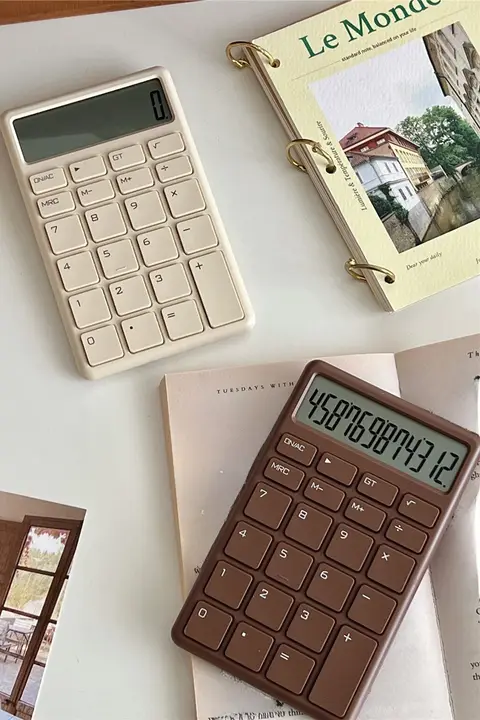 電卓 チョコレート風 コンパクト 12桁 シンプル ヴィンテージ インスタ映え レディース 学習 オフィス