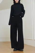SUNYVONNE 厚手コーデュロイ高腰ワイドパンツ【ダークデザイン】