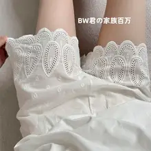 夏用コットン製 防走光短パン【薄手・レースデザイン・ウエストゴム・ゆったり】（セットアップ対応）