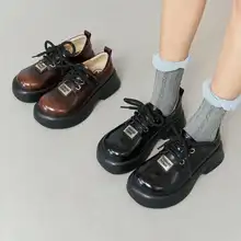 厚底黒レザーシューズ【カジュアルスタイル・ファッション性抜群】