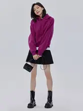 ふんわりフード付きパーカー【長袖・ゆったり・加毛・ローズピンク】（セットアップ対応）