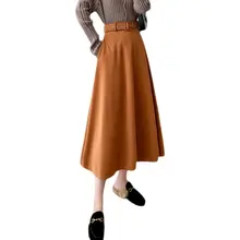 冬用 毛織ミディ丈フレアスカート【加厚・Aライン・ヒップカバー】