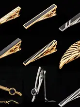ビジネス用ネクタイクリップ【黒地にシルバーのストライプ】