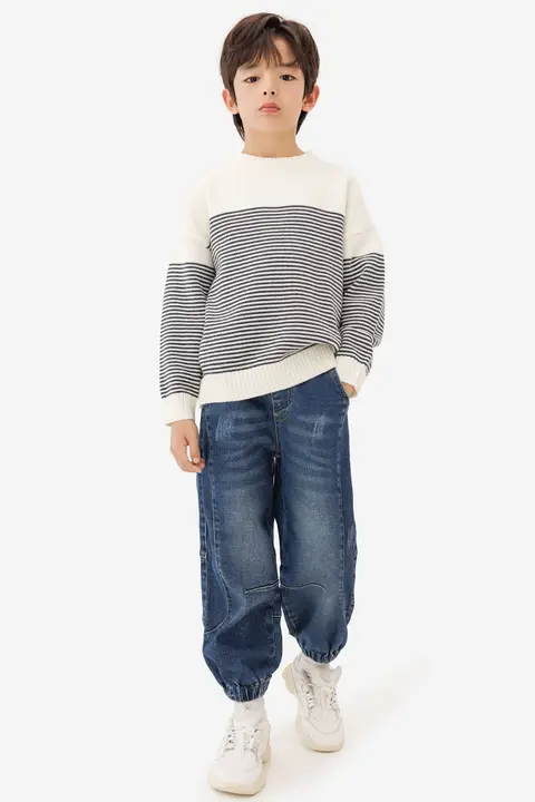 男児用 デニムパンツ【春秋用・フィット・束脚デザイン】
