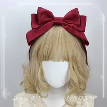 多色マットコットンサテンリボン蝶結びヘアバンド【ロリータ風・大きなリボン付き】