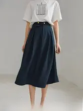 夏用薄手ハイウエストフレアスカート【アシンメトリーウエスト・通勤向け】