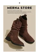 ウェスタンブーツ レディース ミドル丈 スエード シープスキン ブラウン シャーリング ルーズデザイン インナーウェッジ 秋冬