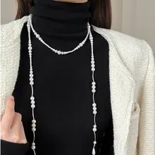 上品なパールロングネックレス【ウールセーター用・秋冬・コーディネートしやすい】