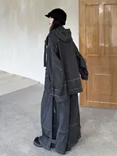 明線デザインのデニムパンツ【ブラック・カジュアル・秋冬用】（セットアップ対応）