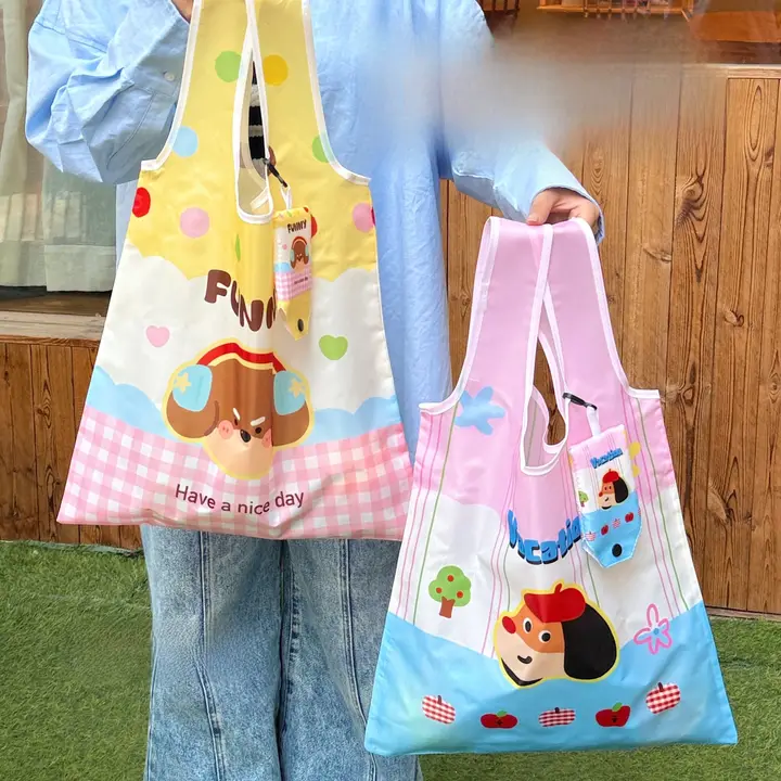 可愛いエコバッグ【大容量・折りたたみ式・持ち運び便利】