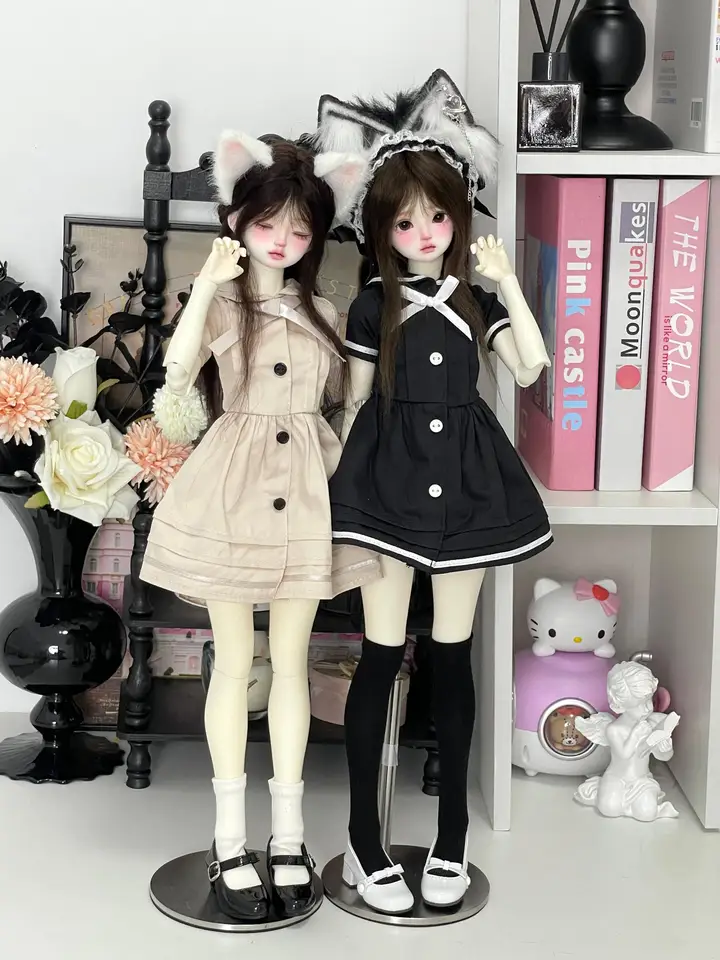 BJDドール衣装 セーラー服風キャンパスワンピース【甘いデザイン・半袖】