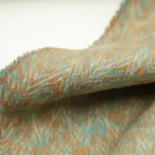 ダブルフェイスアルパカ 生地【オレンジ×ブルーグリーン・ハウンドトゥース模様・極上の柔らかさ】