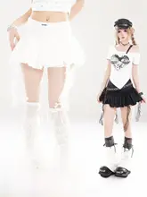 Y2K風の甘いデザイン！ハイウエストAラインスカート【レース・フリンジ・個性的】