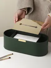 北欧風 本革製 ティッシュボックス【軽量・オフィス用・リモコン収納】