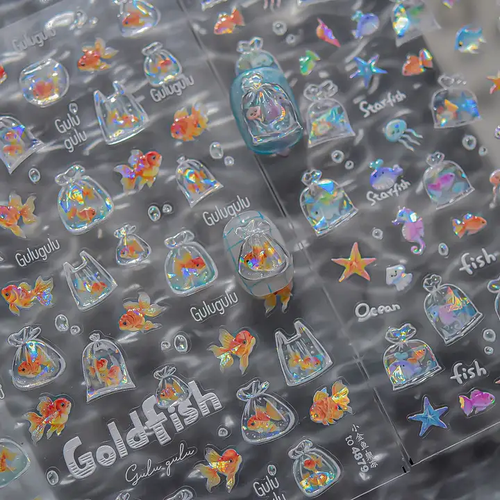 ヒトデと金魚のゼリー立体ネイルアートステッカーの袋