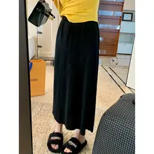 春季新作 プレーンカラー ニットマキシスカート【美しいシルエット・遮蔽機能】