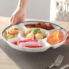 ラン花デザインのセラミック製分割プレート【和風スタイル・家庭用・個性的】